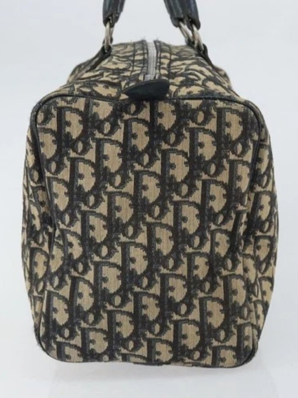 Christian Dior Trotter Canvas Boston Bag Navy Silver Auth 164140 - Picture 4 of 16